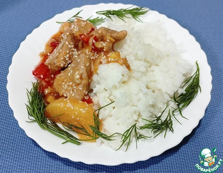 Рецепт: Свинина с мандаринами и перцами
