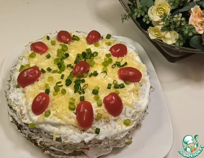Рецепт: Закусочный кабачковый торт с помидорами