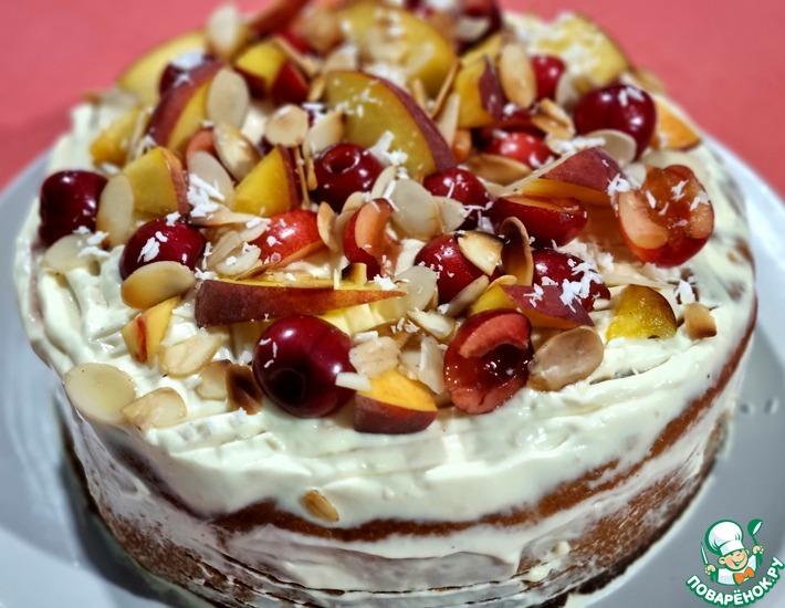 Рецепт: Пирог с черешней и персиками