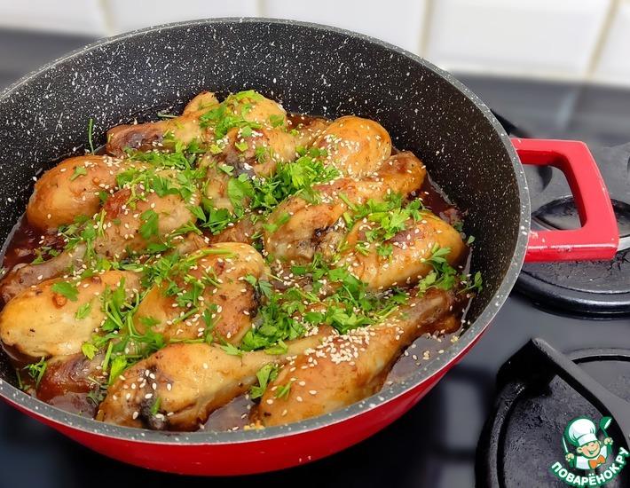 Рецепт: Куриные голени в чесночно-медовом соусе