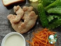 Сэндвич с наггетсами и корейской морковью ингредиенты
