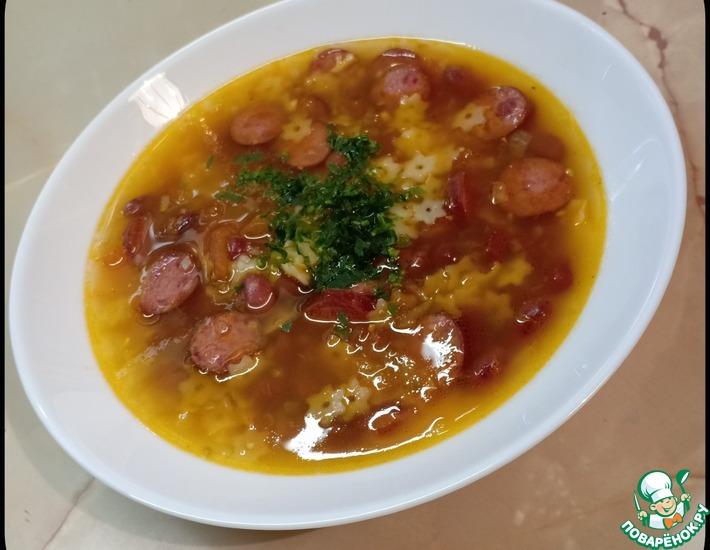 Рецепт: Суп с фасолью и сосисками
