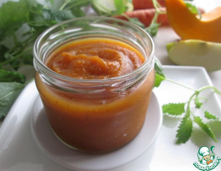 Рецепт: Яблочно-морковное пюре с тыквой