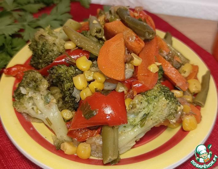 Рецепт: Овощной гарнир с брокколи и кукурузой
