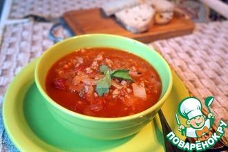Рецепт: Суп томатный с капустой и пшеничной крупой