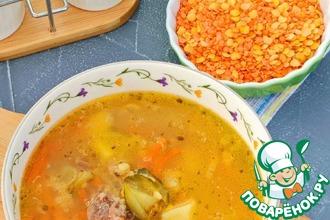 Рецепт: Чечевичный суп с солёными огурцами