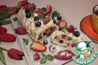 Рецепт: Меренговый рулет с ягодами и орехами