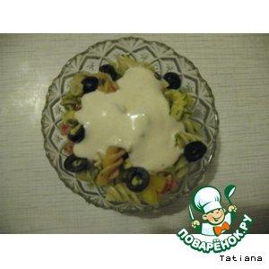 Рецепт: Салат из макарон с креветками