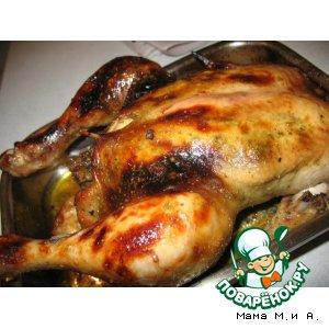 Рецепт: Курица медовая с травяными карманами