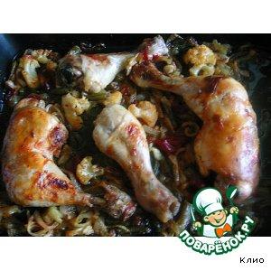 Рецепт: Курица на овощной подушке
