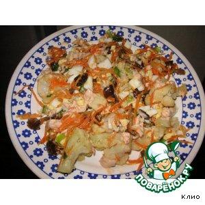 Рецепт: Салат с цветной капустой и грибами
