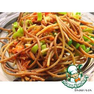 Рецепт: Жареные спагетти с овощами