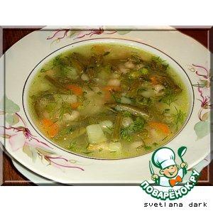 Рецепт: Постный суп с двумя видами фасоли