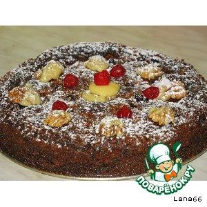 Рецепт: Шоколадно-вишневый пирог с грецкими орехами