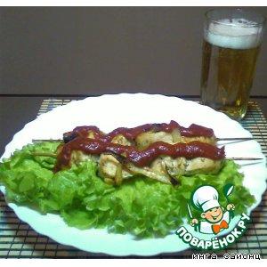 Рецепт: Шашлык куриный домашний с салатом