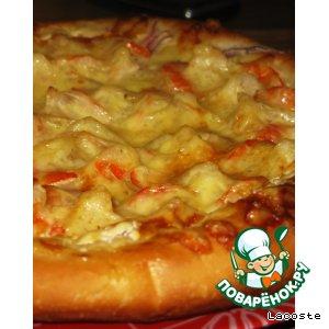 Рецепт: Пицца с креветками на белом соусе