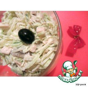 Рецепт: Салат из редьки, курицы и шампиньонов