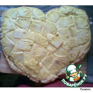 Пирог  "Творожно-ананасовое сердце"