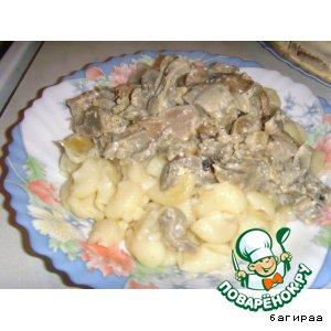Рецепт: Желудки куриные с грибами Oбъедение