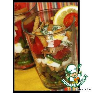 Рецепт: Салат из жареного кальмара с овощами