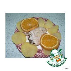 Рецепт: Курица в собственном соку с апельсином