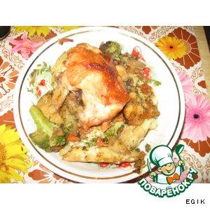 Рецепт: Курица, запеченная с овощами