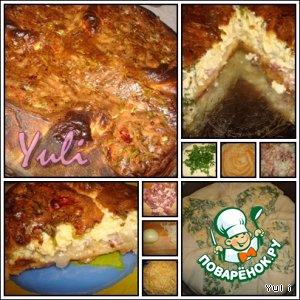 Рецепт: Французский пирог с сыром, зеленью и салом