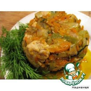 Рецепт: Курица с овощами Яблочные нотки