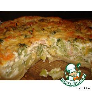 Рецепт: Киш-пирог с креветками и овощами