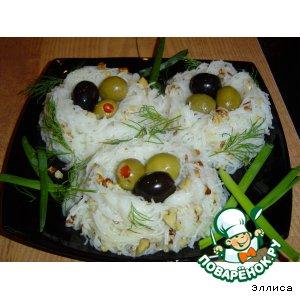 Рецепт: Гнезда из рисовой вермишели