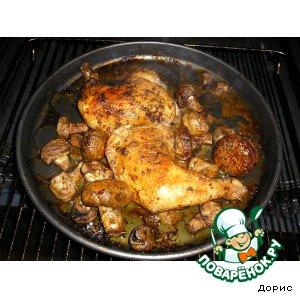 Рецепт: Курица с большими грибами