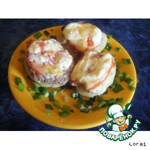 Рецепт: Картофельные лодочки с мясом и грибами