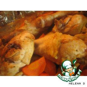 Рецепт: Курица в маринаде из кефира и кориандра