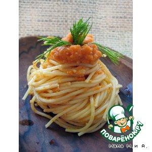 Рецепт: Спагетти под морковно-ореховым соусом