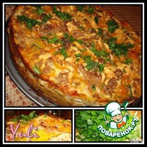 Рецепт: Хрустящий пирог с овощами и креветками