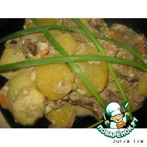 Рецепт: Картофель с печенью и грибами в рукаве