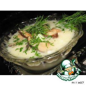 Рецепт: Сырный суп с грибами шиитаке