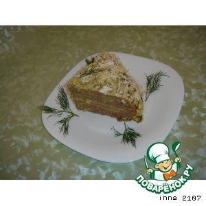Рецепт: Печеночный торт с сырно-кефирным кремом