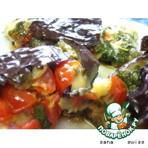 Рецепт: Баклажаны,   фаршированные   сыром   и   овощами