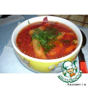Рецепт: Овощной суп со свеклой и фасолью