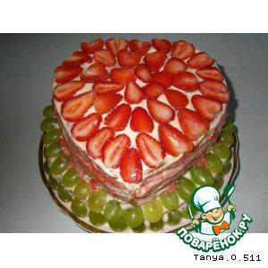 Рецепт: Бисквитный торт с фруктами "Для любимой дочери"