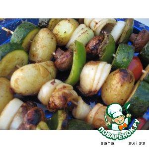 Рецепт: Вегетарианский шашлык или овощи для гриля