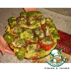 Рецепт: Фаршированные овощи с гарниром из брокколи