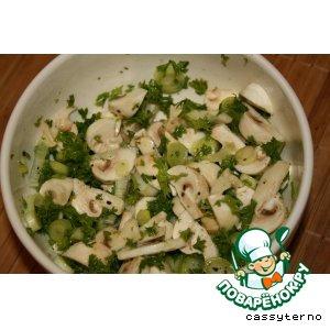 Рецепт: Салат из шампиньонов с зеленым луком