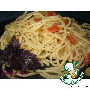 Рецепт: Спагетти с кабачками и цветной капустой