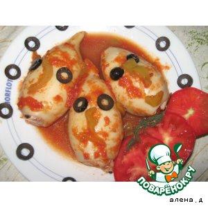 Рецепт: Фаршированные кальмары в томатном соусе