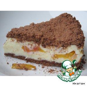 Рецепт: Пирог творожный с персиками Искушение в раю