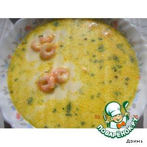 Рецепт: Сырный суп с креветками