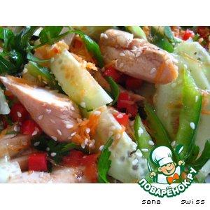 Рецепт: Куриный   салат   с   овощами   на   тайский   манер