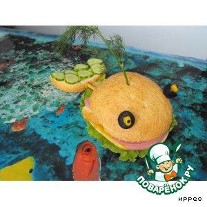 Рецепт: Бутерброд для детей Чудо-юдо Рыба-кит